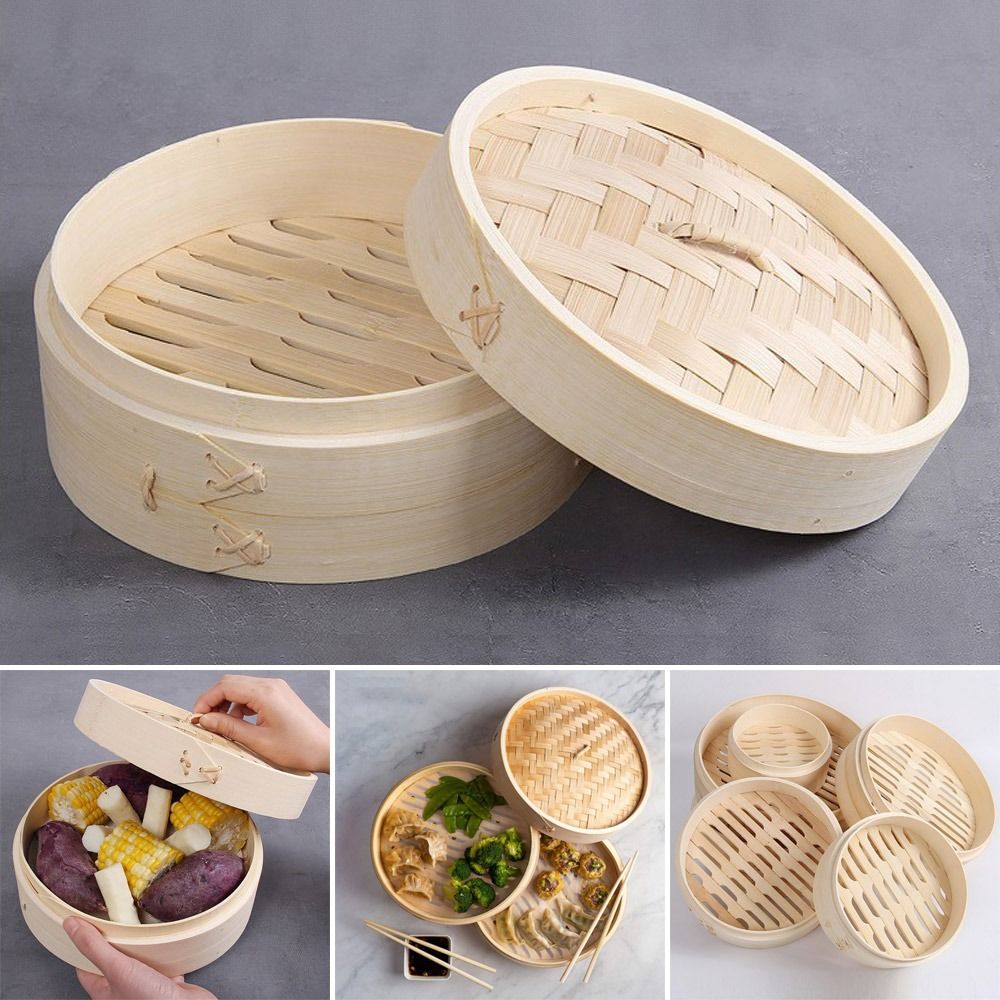 Bao Steamer Bamboo - سلة بخار صينية من الخيزران مع