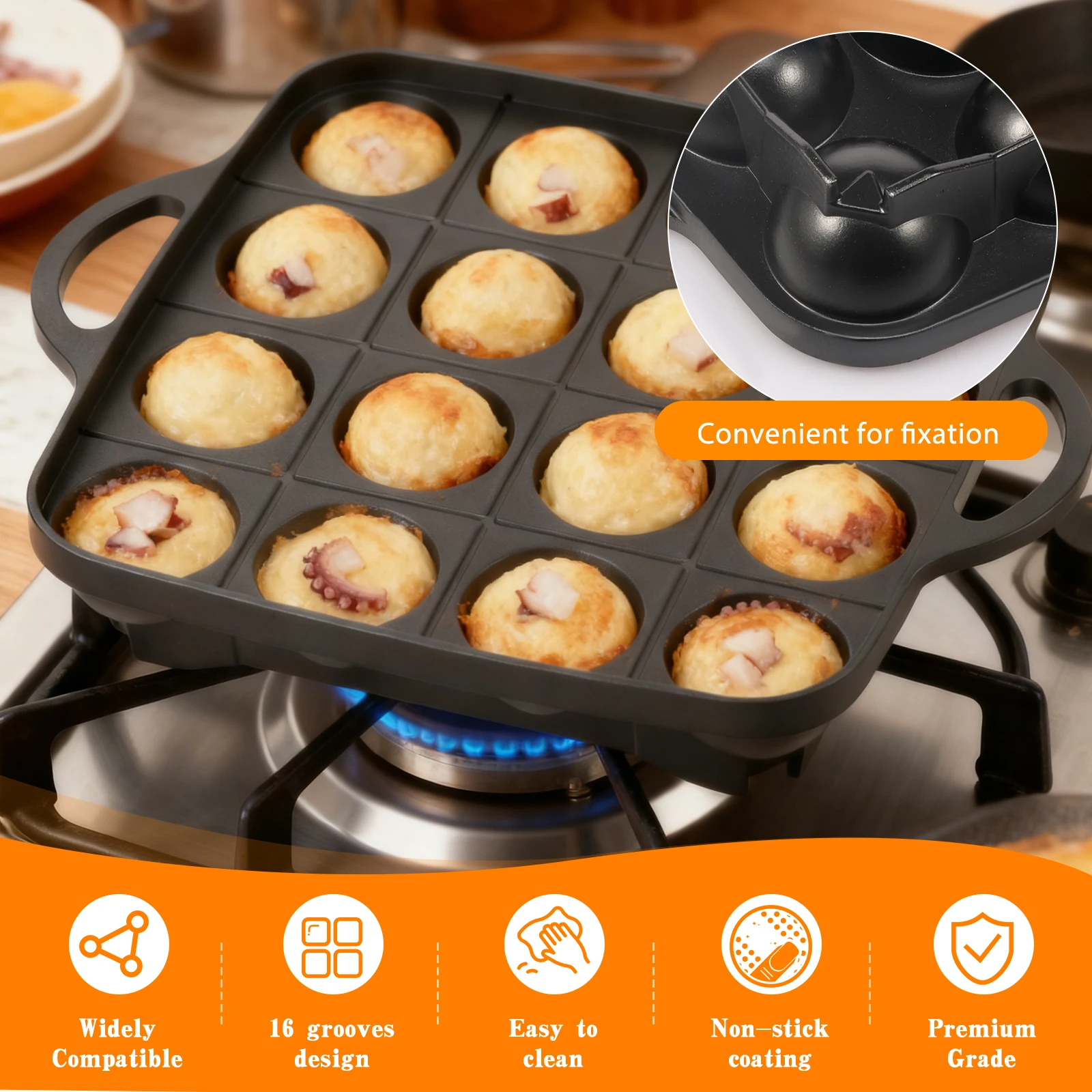 مقلاة تاكوياكي بـ 16 فتحة مصنو - مراجعة Takoyaki Grill Plate وسعره