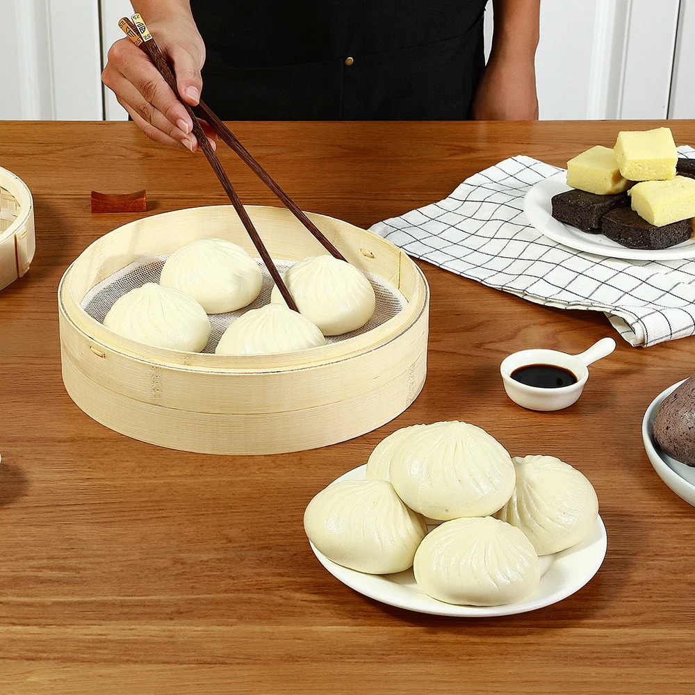 سلة بخار من الخيزران بغطاء ، م - مراجعة Bao Steamer Bamboo وسعره