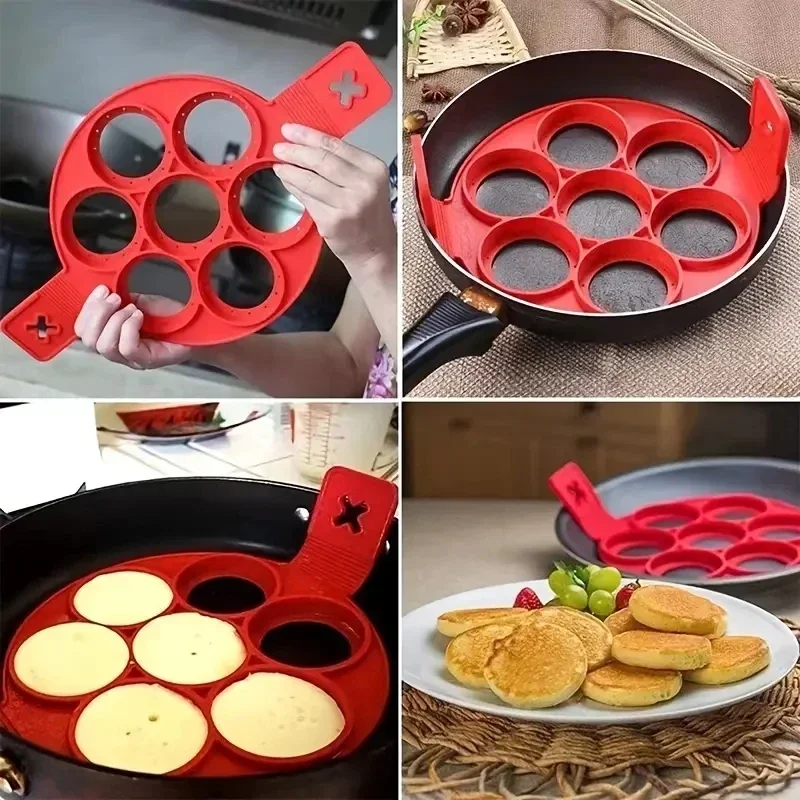 سيليكون 7 حفرة مقلاة دائرية ال - مراجعة Egg Waffle Pan وسعره